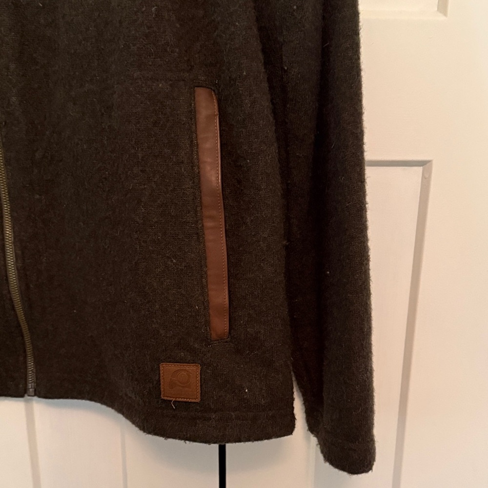 Men's Dark Brown Zip-Up Fleece Jacket - Picture 4 of 7